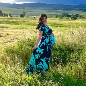 Pink blush long length maternity maxi dress medium